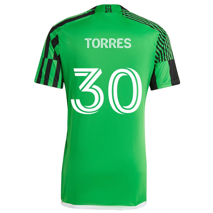 Kids Football Ervin Torres #30 Green Black Home Jersey 2024/25 T-Shirt Canada