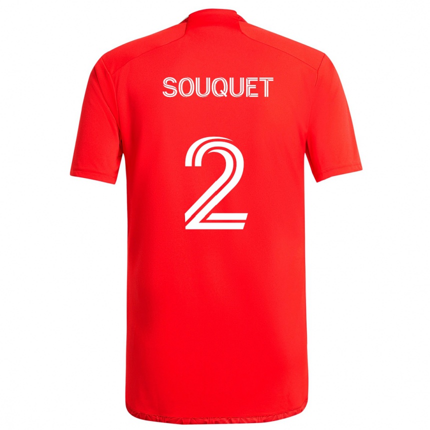 Kids Football Arnaud Souquet #2 Red White Home Jersey 2024/25 T-Shirt Canada