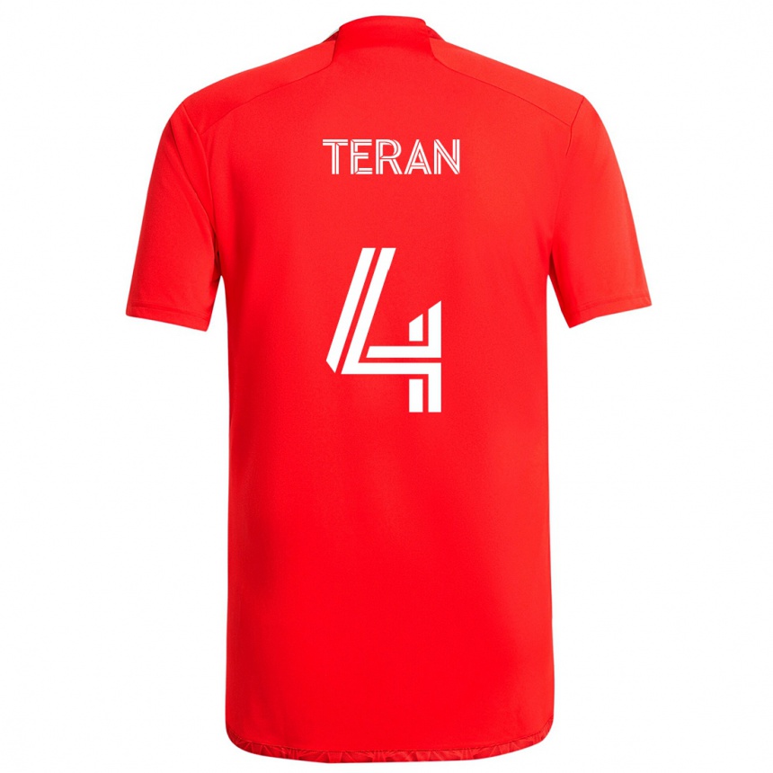 Kids Football Carlos Terán #4 Red White Home Jersey 2024/25 T-Shirt Canada