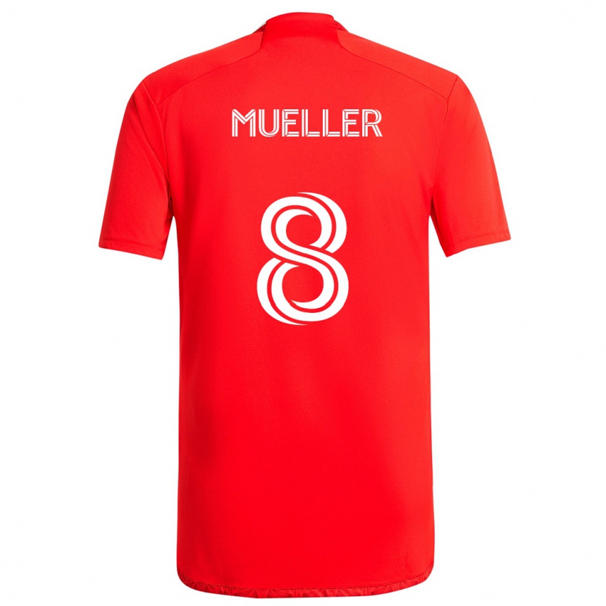 Enfant Football Maillot Chris Mueller #8 Rouge Blanc Tenues Domicile 2024/25 Canada