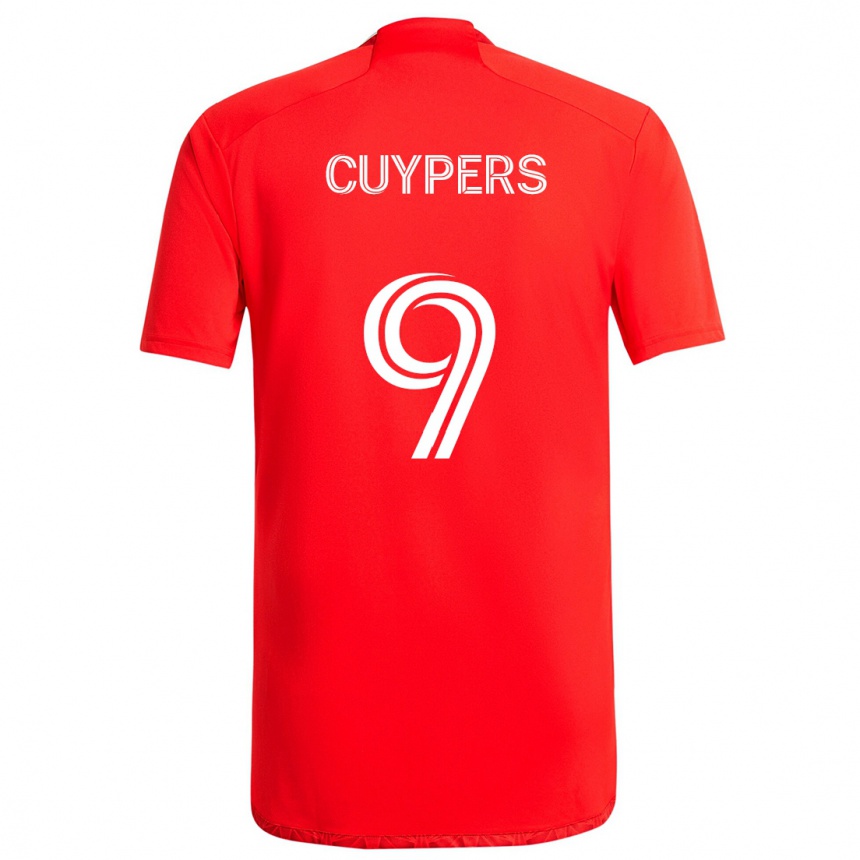 Enfant Football Maillot Hugo Cuypers #9 Rouge Blanc Tenues Domicile 2024/25 Canada