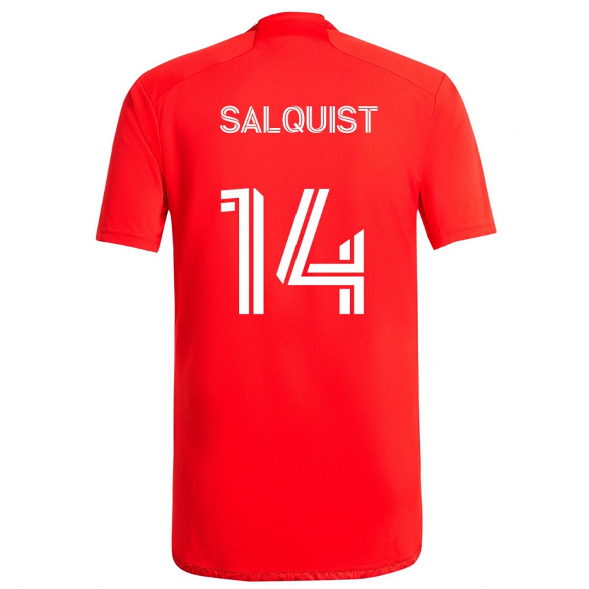 Kids Football Tobias Salquist #14 Red White Home Jersey 2024/25 T-Shirt Canada