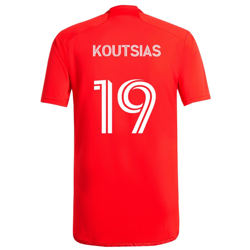 Kids Football Georgios Koutsias #19 Red White Home Jersey 2024/25 T-Shirt Canada