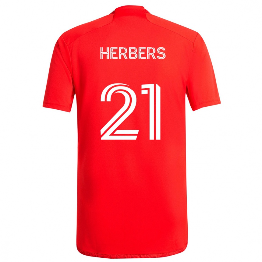 Kids Football Fabian Herbers #21 Red White Home Jersey 2024/25 T-Shirt Canada