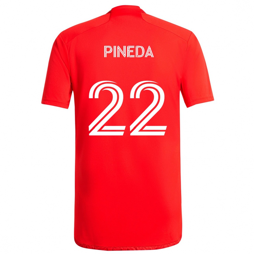 Enfant Football Maillot Mauricio Pineda #22 Rouge Blanc Tenues Domicile 2024/25 Canada