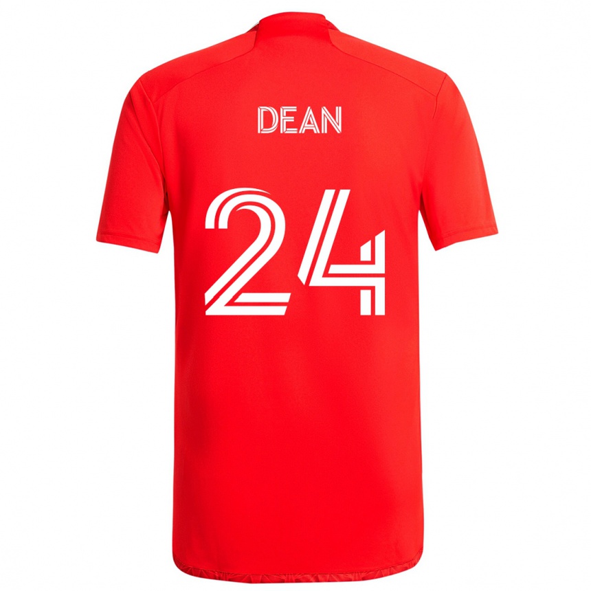 Enfant Football Maillot Jonathan Dean #24 Rouge Blanc Tenues Domicile 2024/25 Canada