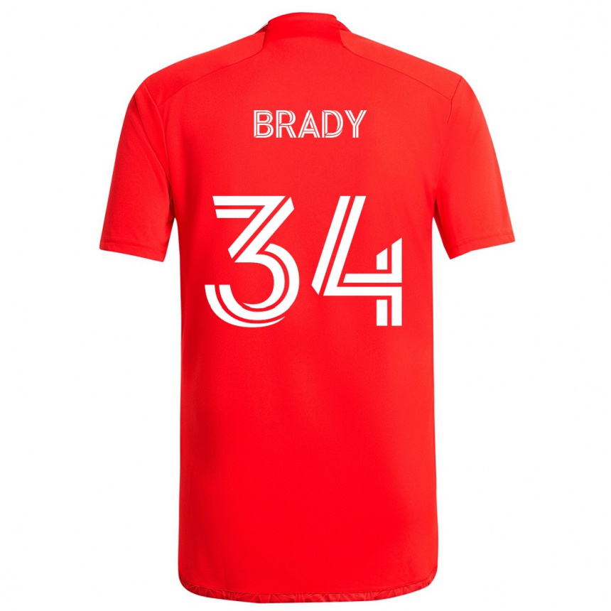 Enfant Football Maillot Chris Brady #34 Rouge Blanc Tenues Domicile 2024/25 Canada