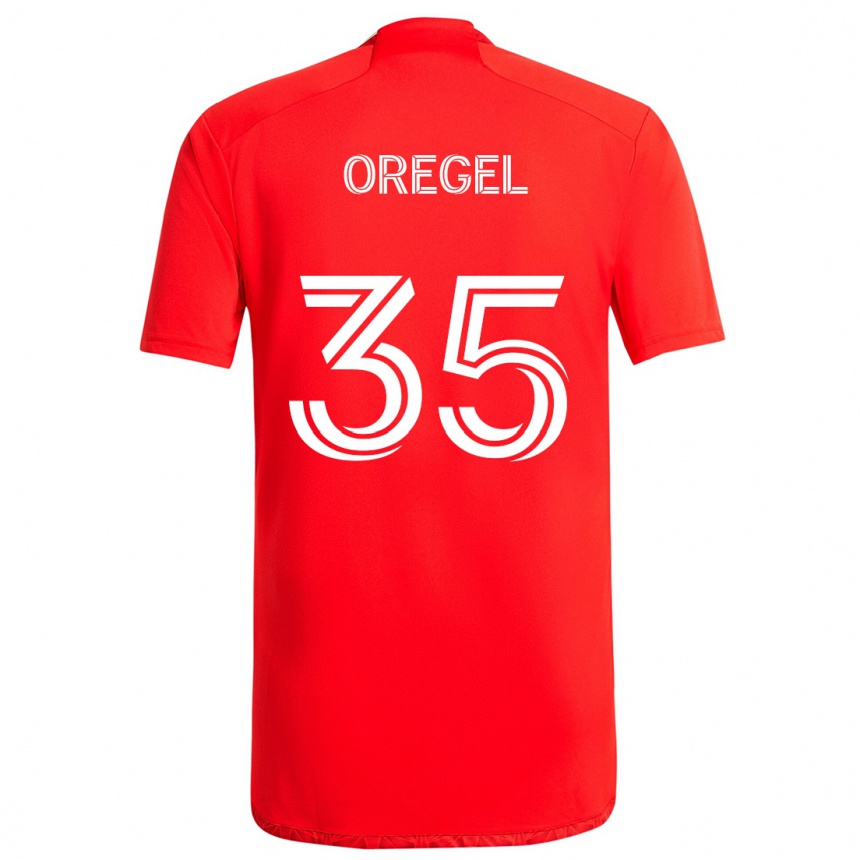 Kids Football Sergio Oregel #35 Red White Home Jersey 2024/25 T-Shirt Canada