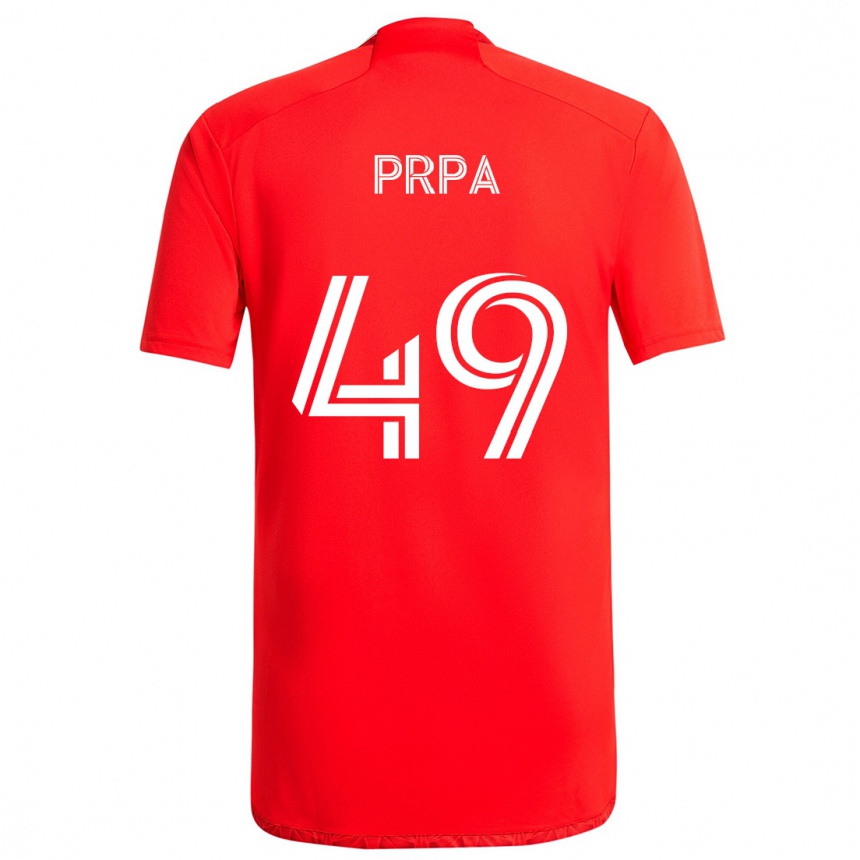 Enfant Football Maillot Luka Prpa #49 Rouge Blanc Tenues Domicile 2024/25 Canada