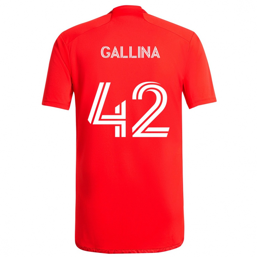 Enfant Football Maillot Henrique Gallina #42 Rouge Blanc Tenues Domicile 2024/25 Canada