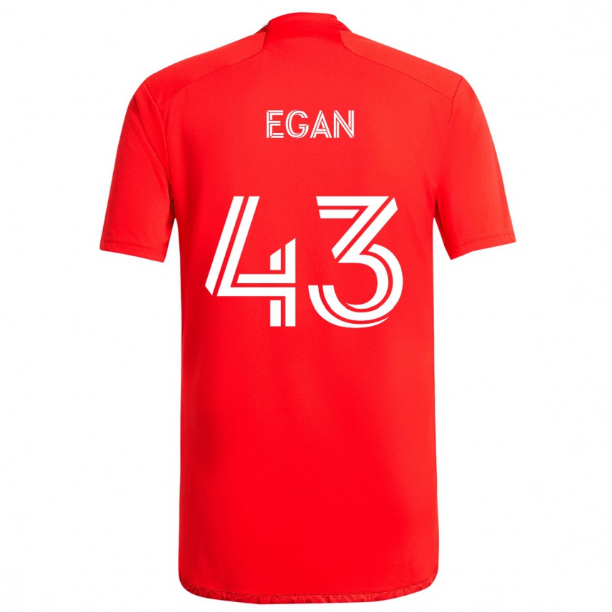 Kids Football Noah Egan #43 Red White Home Jersey 2024/25 T-Shirt Canada