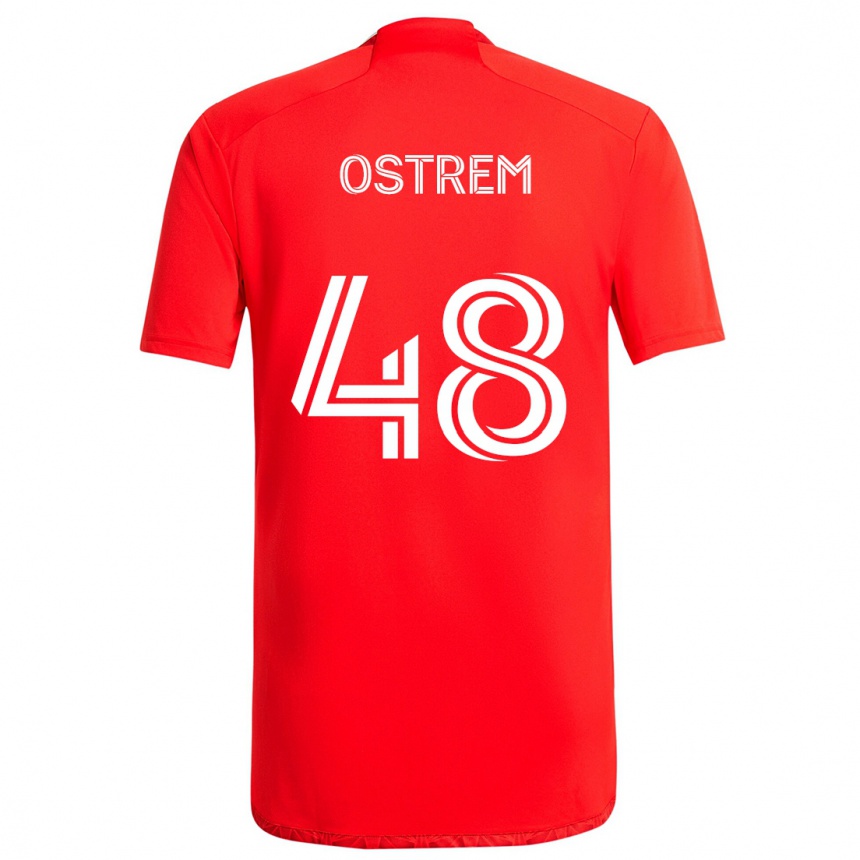 Enfant Football Maillot Charlie Ostrem #48 Rouge Blanc Tenues Domicile 2024/25 Canada