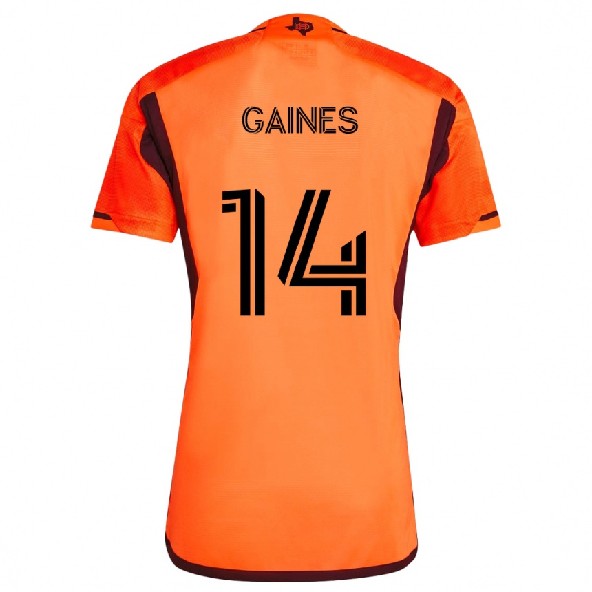 Kids Football Mckinze Gaines #14 Orange Black Home Jersey 2024/25 T-Shirt Canada