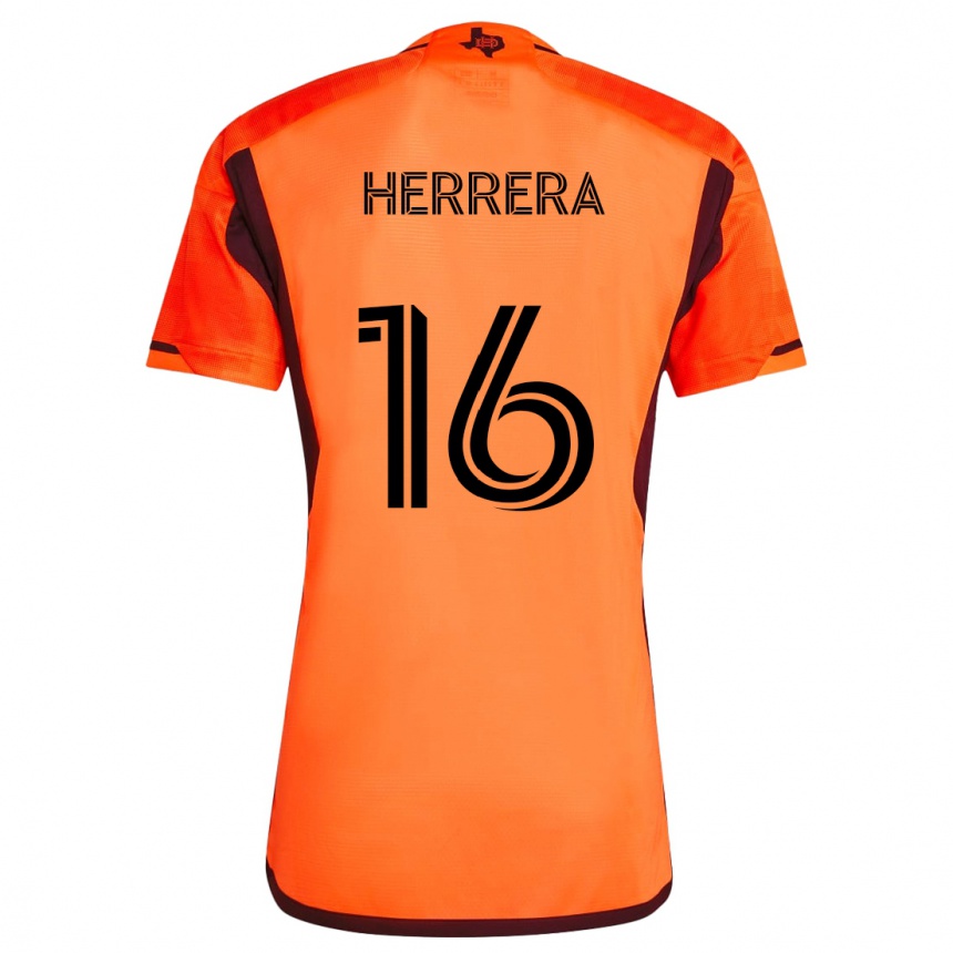 Kids Football Héctor Herrera #16 Orange Black Home Jersey 2024/25 T-Shirt Canada