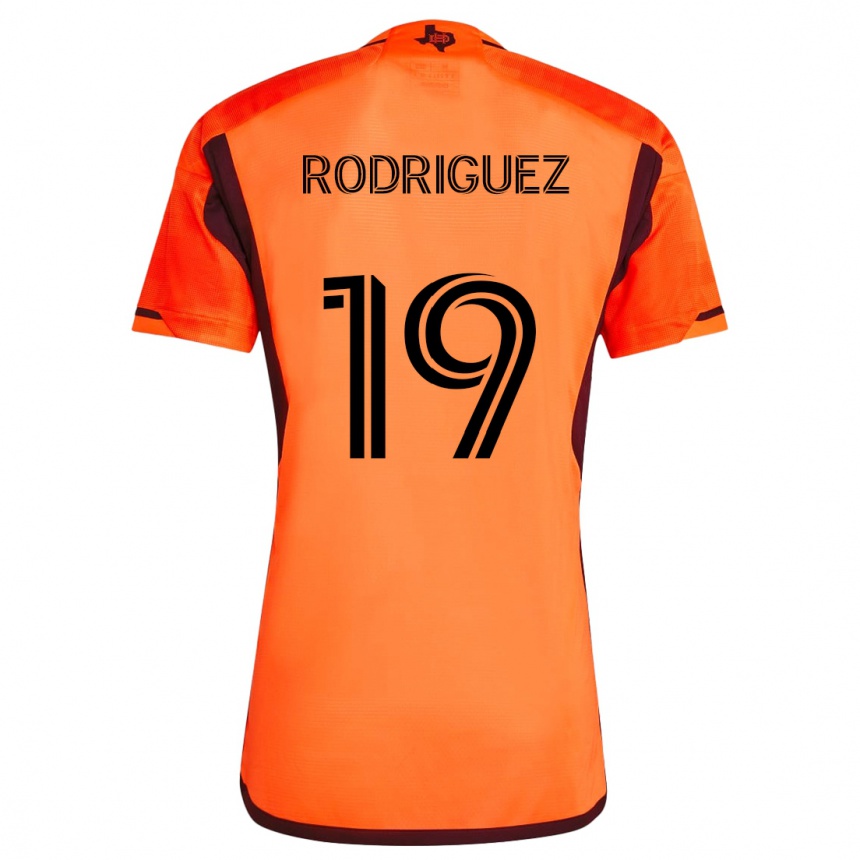 Kids Football Sebastian Rodriguez #19 Orange Black Home Jersey 2024/25 T-Shirt Canada