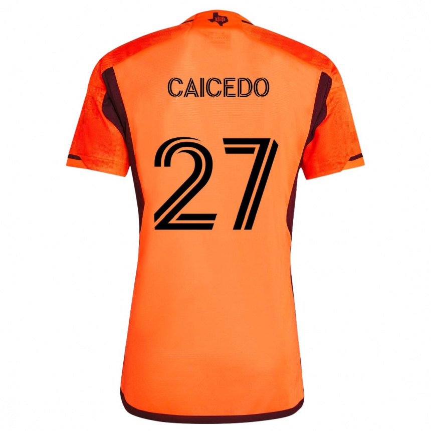 Enfant Football Maillot Luis Caicedo #27 Orange Noir Tenues Domicile 2024/25 Canada