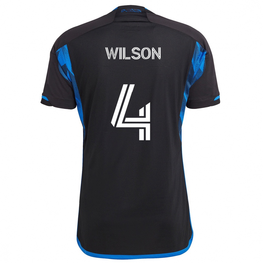 Enfant Football Maillot Bruno Wilson #4 Bleu Noir Tenues Domicile 2024/25 Canada