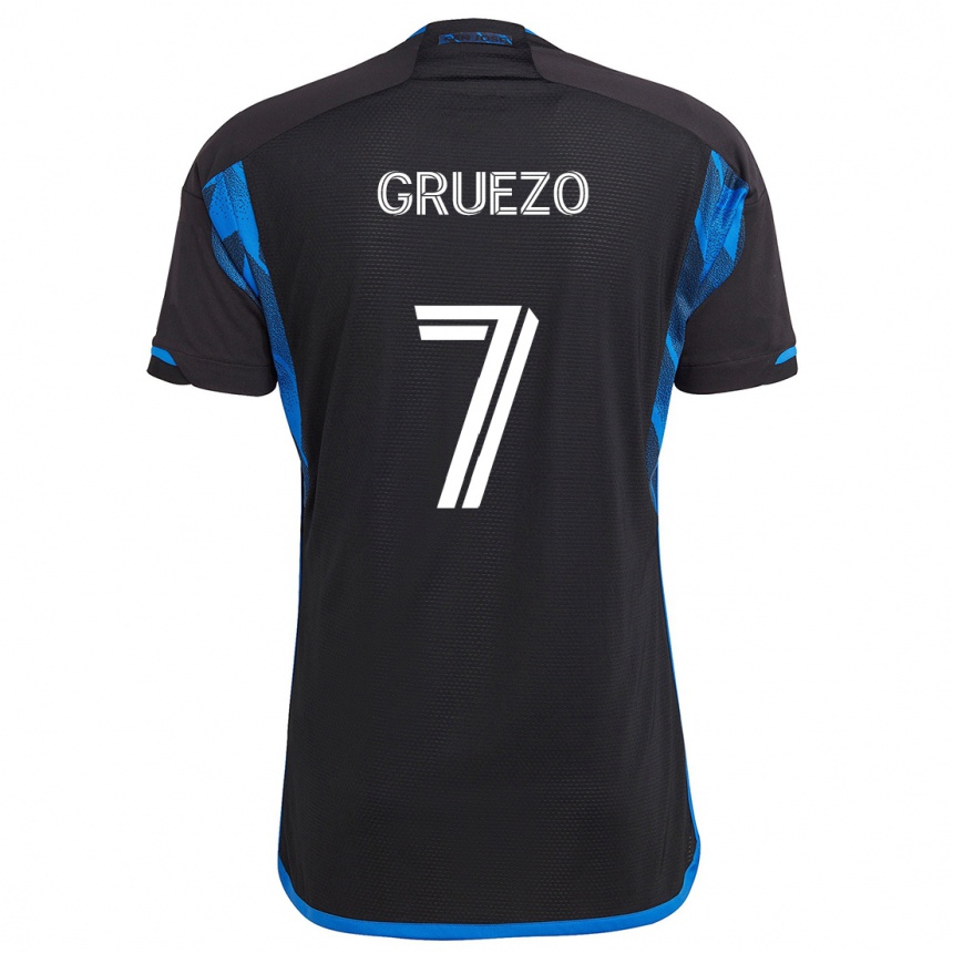 Kids Football Carlos Gruezo #7 Blue Black Home Jersey 2024/25 T-Shirt Canada