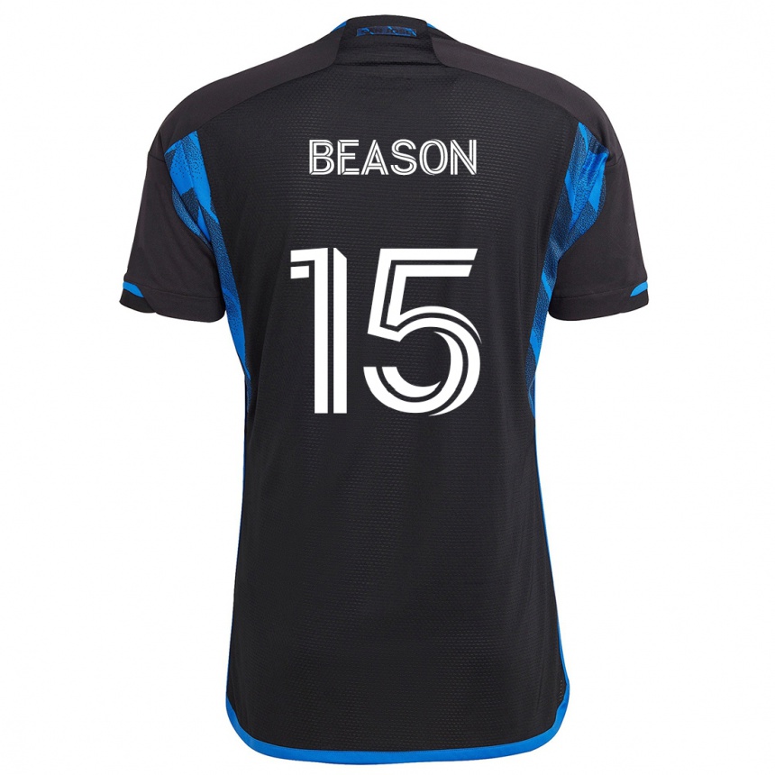 Enfant Football Maillot Tanner Beason #15 Bleu Noir Tenues Domicile 2024/25 Canada