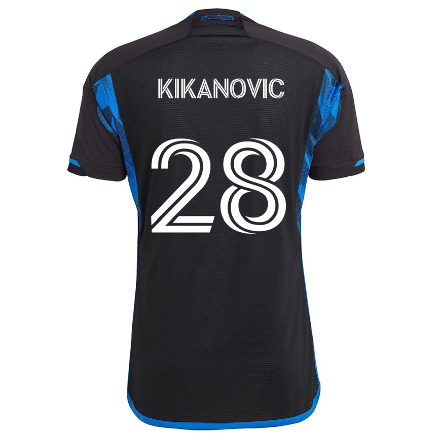 Kids Football Benjamin Kikanovic #28 Blue Black Home Jersey 2024/25 T-Shirt Canada