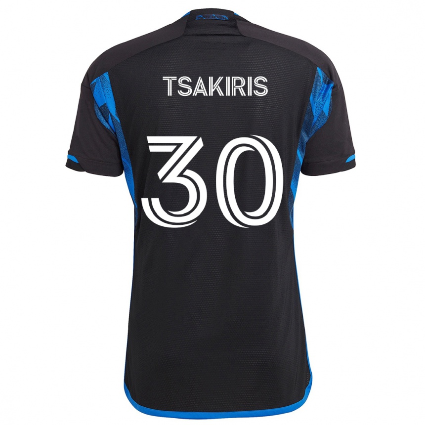 Enfant Football Maillot Niko Tsakiris #30 Bleu Noir Tenues Domicile 2024/25 Canada