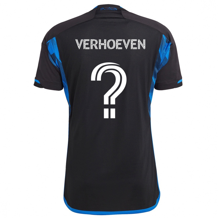 Kids Football Oscar Verhoeven #0 Blue Black Home Jersey 2024/25 T-Shirt Canada