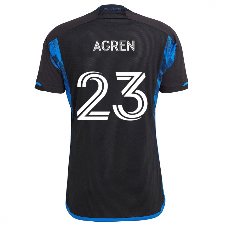 Kids Football Oskar Agren #23 Blue Black Home Jersey 2024/25 T-Shirt Canada