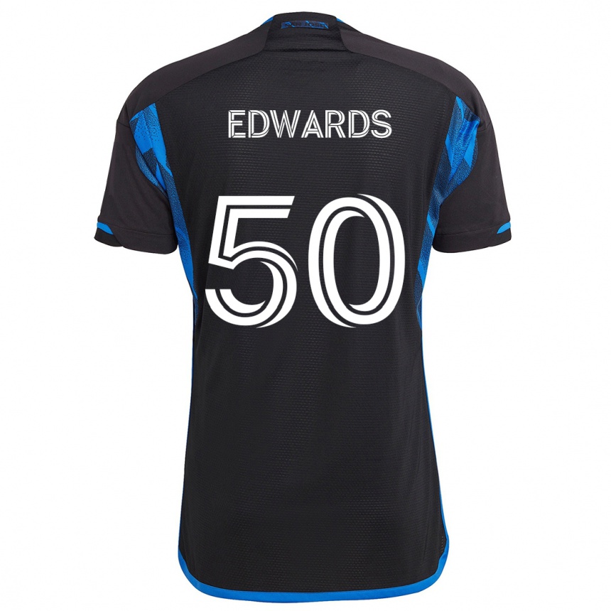 Enfant Football Maillot Aaron Edwards #50 Bleu Noir Tenues Domicile 2024/25 Canada