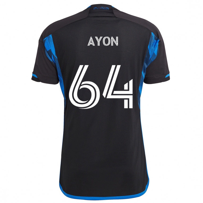 Kids Football Jerry Ayon #64 Blue Black Home Jersey 2024/25 T-Shirt Canada