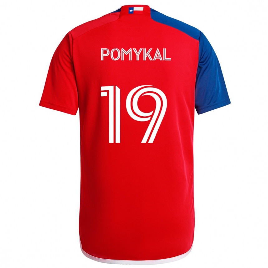 Enfant Football Maillot Paxton Pomykal #19 Bleu Rouge Tenues Domicile 2024/25 Canada