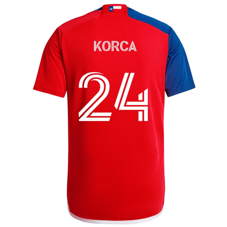 Enfant Football Maillot Amet Korca #24 Bleu Rouge Tenues Domicile 2024/25 Canada