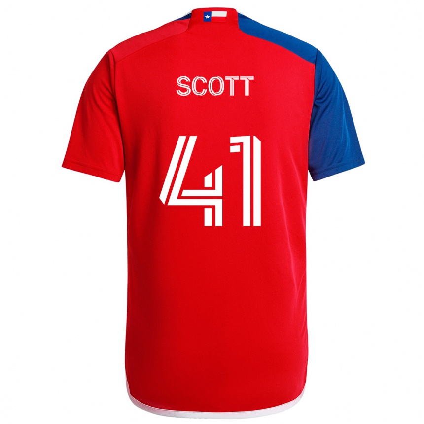 Enfant Football Maillot Tarik Scott #41 Bleu Rouge Tenues Domicile 2024/25 Canada