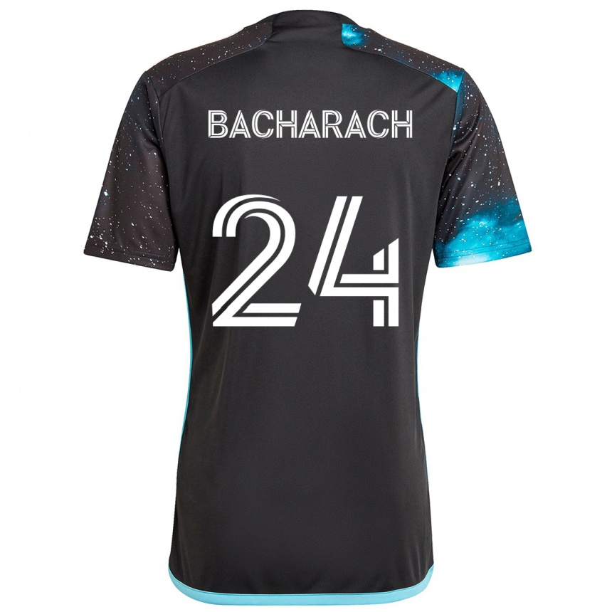 Kids Football Hugo Bacharach #24 Black Blue Home Jersey 2024/25 T-Shirt Canada