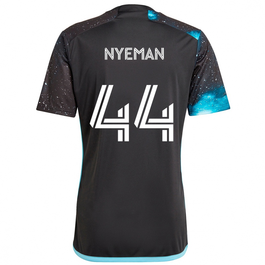 Kids Football Moses Nyeman #44 Black Blue Home Jersey 2024/25 T-Shirt Canada