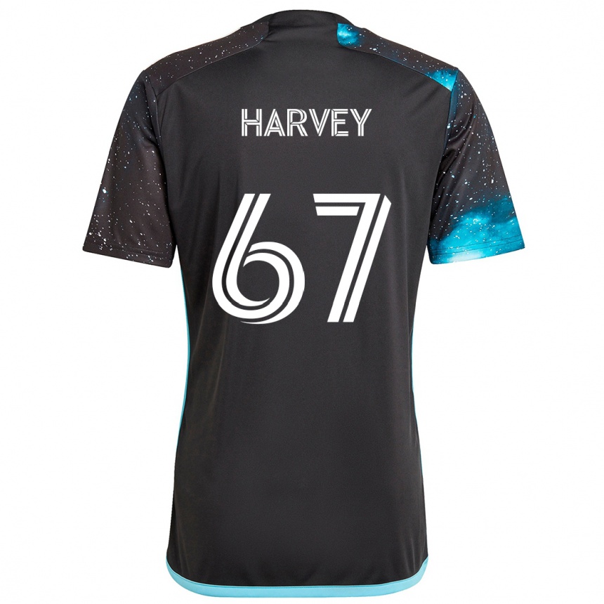 Kids Football Carlos Harvey #67 Black Blue Home Jersey 2024/25 T-Shirt Canada