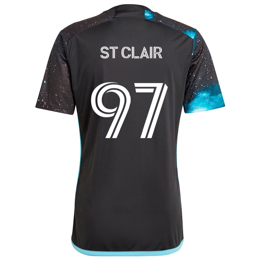 Kids Football Dayne St. Clair #97 Black Blue Home Jersey 2024/25 T-Shirt Canada