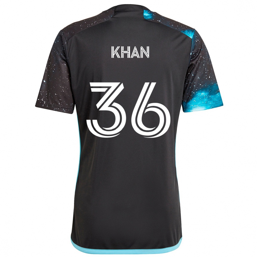 Kids Football Molik Khan #36 Black Blue Home Jersey 2024/25 T-Shirt Canada