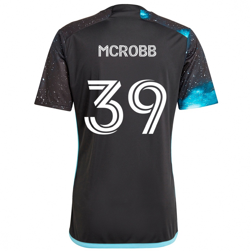 Kids Football Finn Mcrobb #39 Black Blue Home Jersey 2024/25 T-Shirt Canada