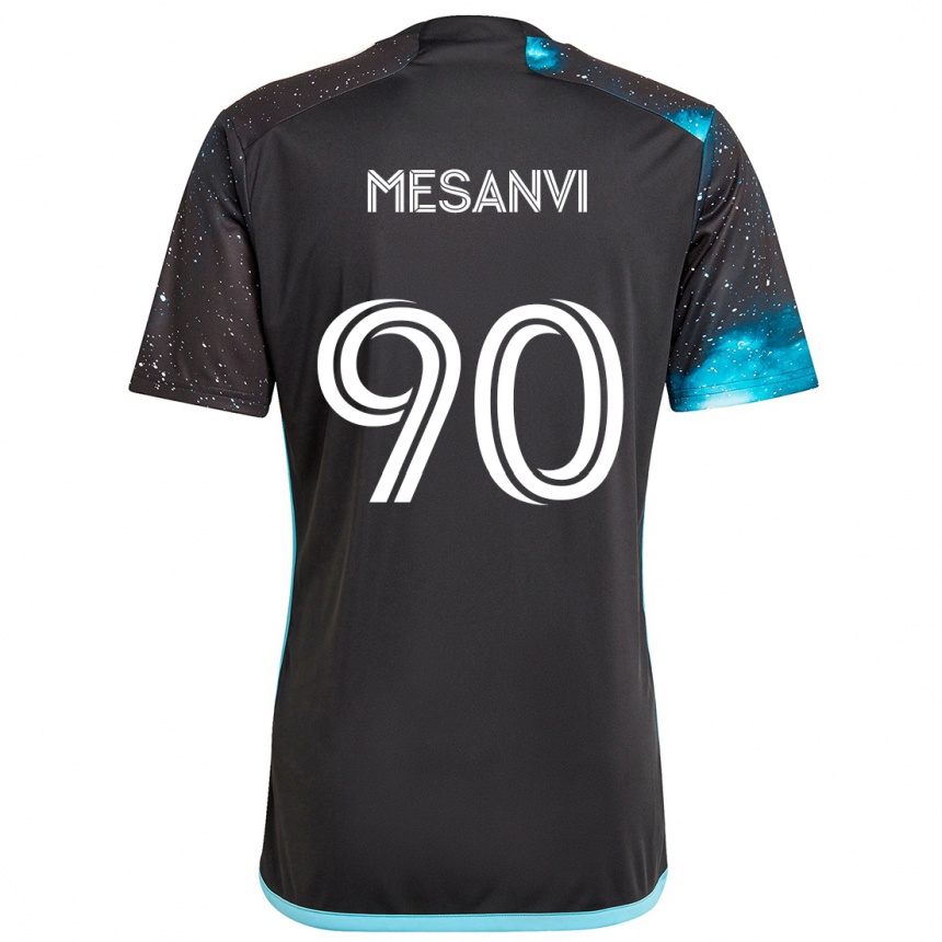 Kids Football Loïc Mesanvi #90 Black Blue Home Jersey 2024/25 T-Shirt Canada