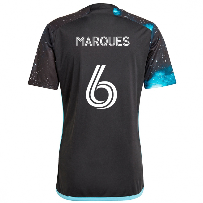 Kids Football Mikael Marqués #6 Black Blue Home Jersey 2024/25 T-Shirt Canada