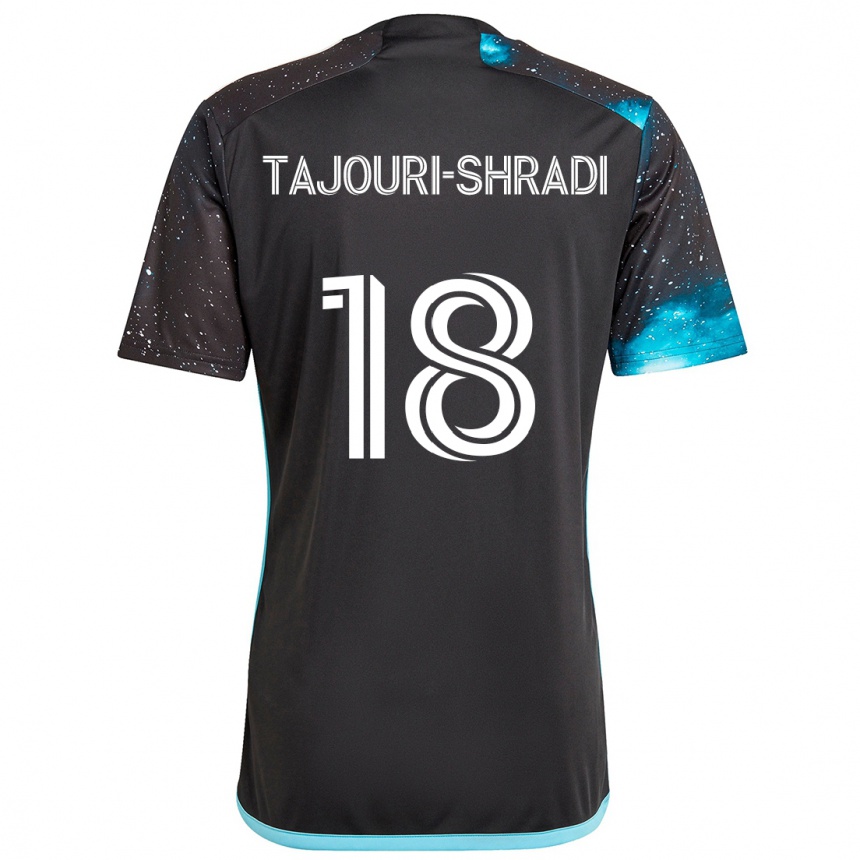 Kids Football Ismael Tajouri-Shradi #18 Black Blue Home Jersey 2024/25 T-Shirt Canada