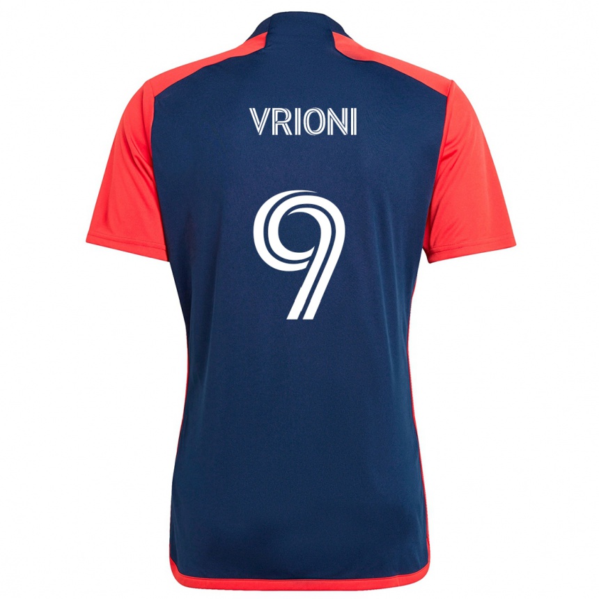 Enfant Football Maillot Giacomo Vrioni #9 Bleu Rouge Tenues Domicile 2024/25 Canada