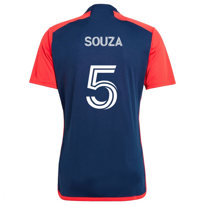 Kids Football Victor Souza #5 Blue Red Home Jersey 2024/25 T-Shirt Canada