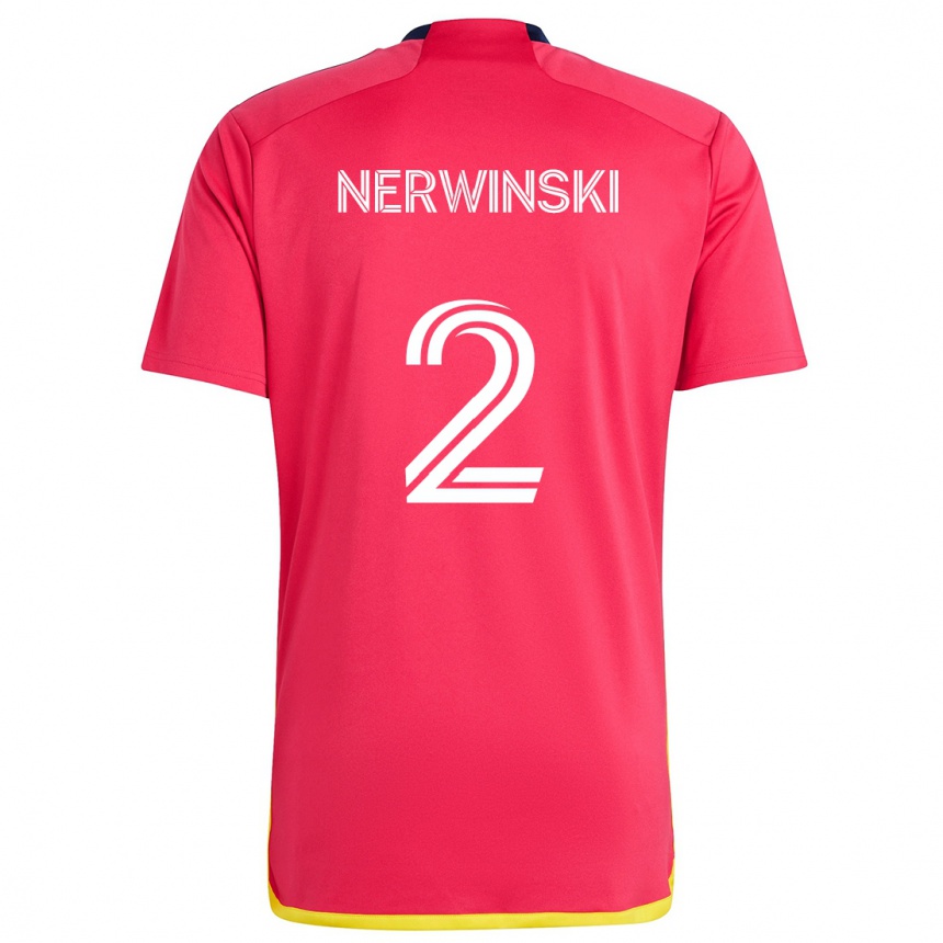 Kids Football Jake Nerwinski #2 Red Blue Home Jersey 2024/25 T-Shirt Canada