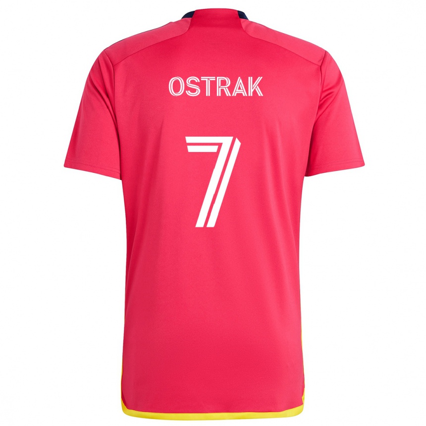 Enfant Football Maillot Tomás Ostrák #7 Rouge Bleu Tenues Domicile 2024/25 Canada