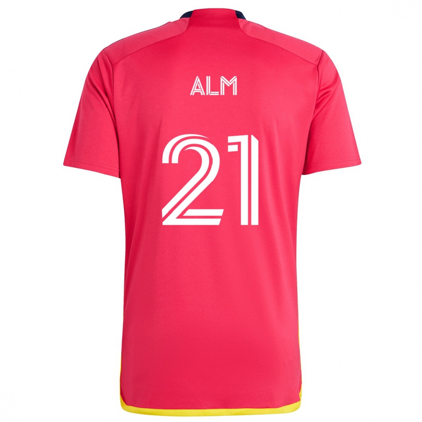 Kids Football Rasmus Alm #21 Red Blue Home Jersey 2024/25 T-Shirt Canada