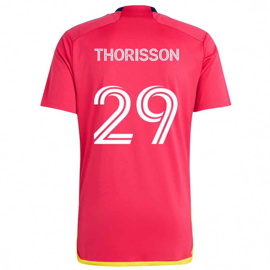 Kids Football Nökkvi Thórisson #29 Red Blue Home Jersey 2024/25 T-Shirt Canada