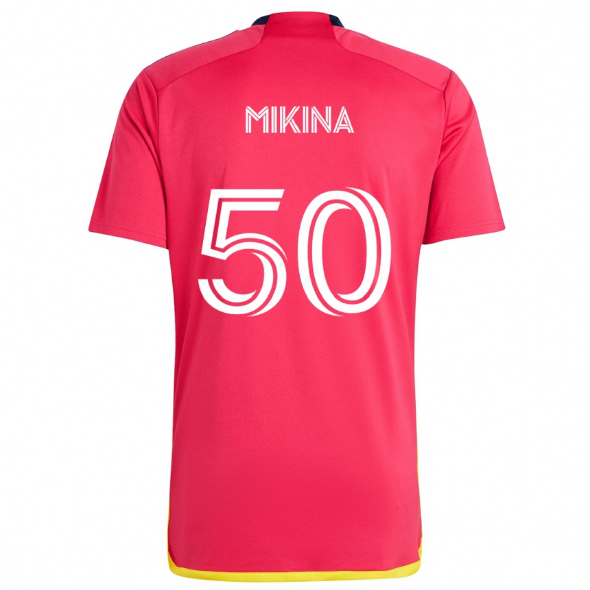 Enfant Football Maillot Gabriel Mikina #50 Rouge Bleu Tenues Domicile 2024/25 Canada