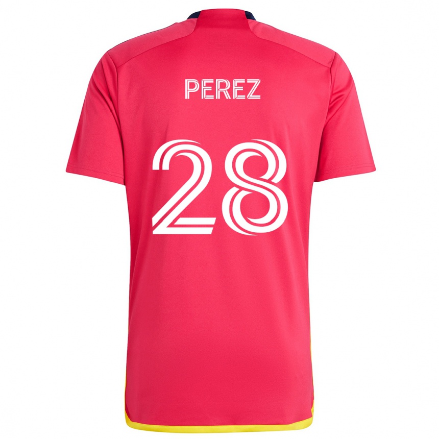 Kids Football Miguel Perez #28 Red Blue Home Jersey 2024/25 T-Shirt Canada