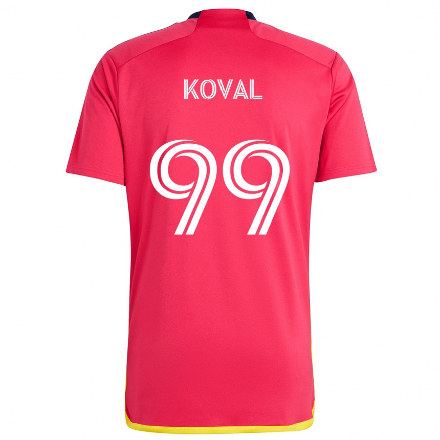 Kids Football Stanislav Koval #99 Red Blue Home Jersey 2024/25 T-Shirt Canada